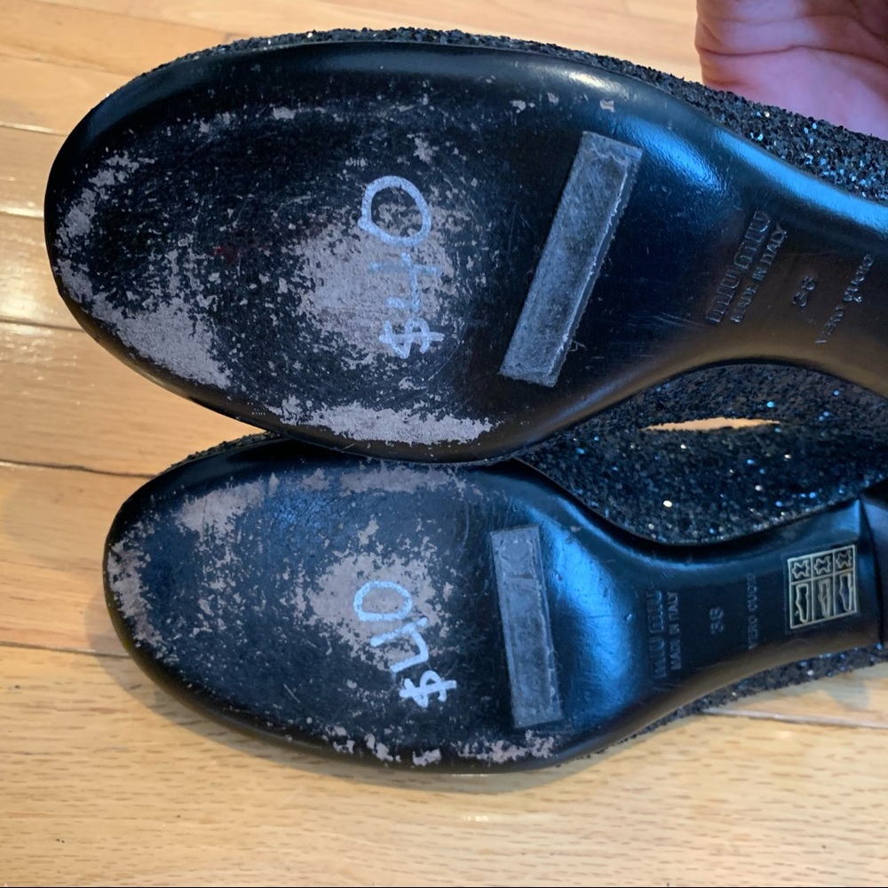 Miu Miu Round Toe Sparkly Kitten Heel Shoes Sz 38 - image 8
